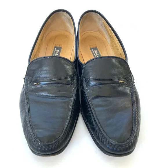 Bally Men s Parawet Loafers Black Leather Dress Shoes Size 10 D